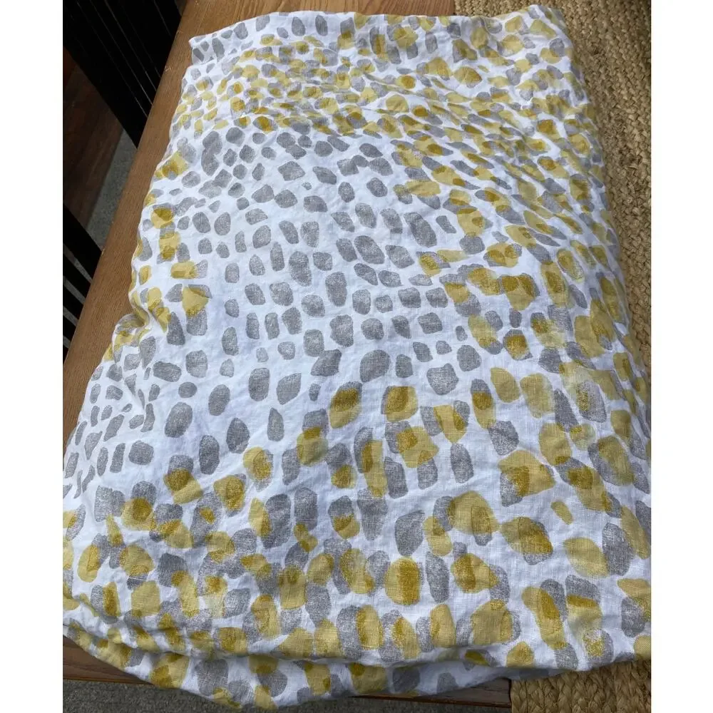 The Company Store 100% Linen Queen Fitted Sheet, Gray & Gold Abstract Cheetah